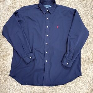 Ralph Lauren Men's Dark Blue Blake Cotton Button Down Shirt Size XL